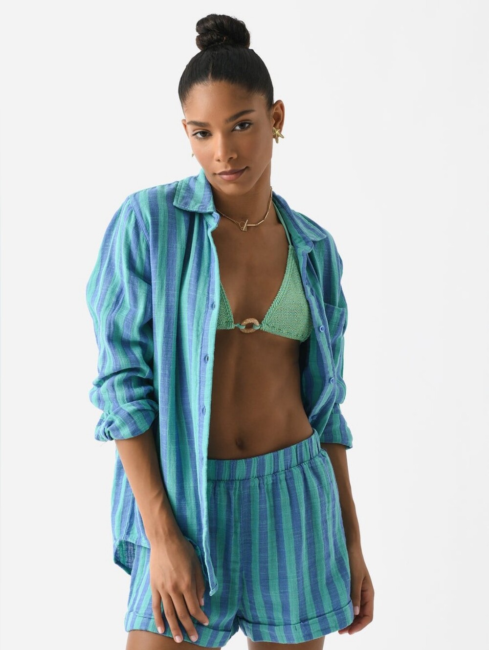Z SUPPLY Womens Saturday Striped Gauze Shirt